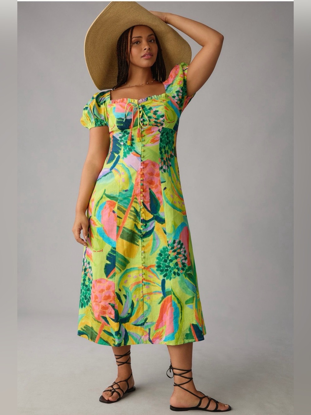 FARM Rio Printed Puff Sleeves Dress